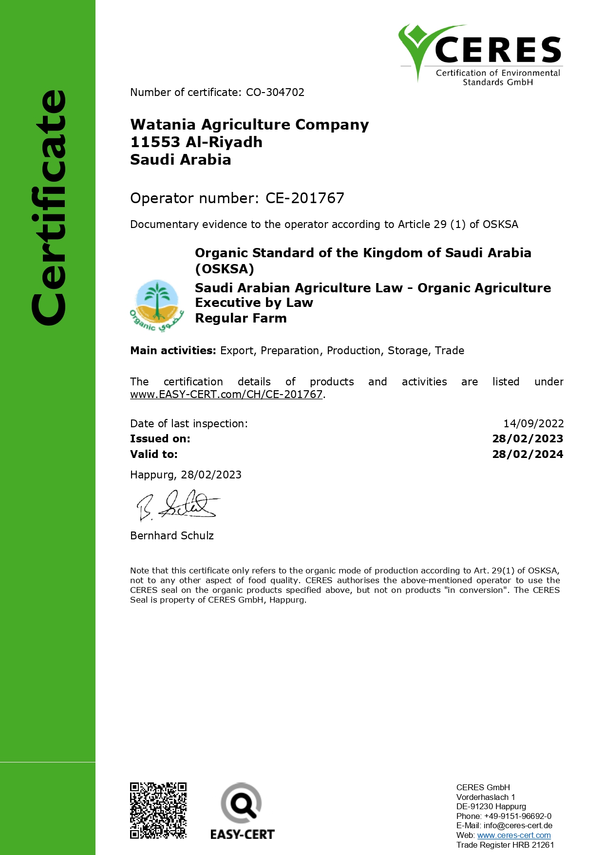 Organic Standard of kingdom of Saudi Arabia